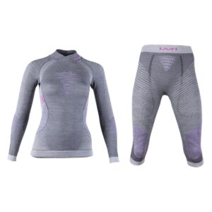 Komplet UYN FUSYON MERIONO Lady Anthracite / Purple / Pink koszulka + spodnie 3/4