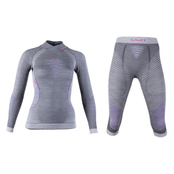 Komplet UYN FUSYON MERIONO Lady Anthracite / Purple / Pink koszulka + spodnie 3/4