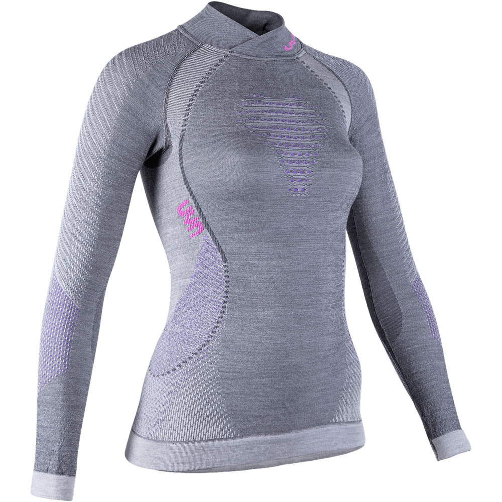 Koszulka UYN FUSYON MERINO Lady Turtleneck Anthracite / Purple / Pink - obrazek 2