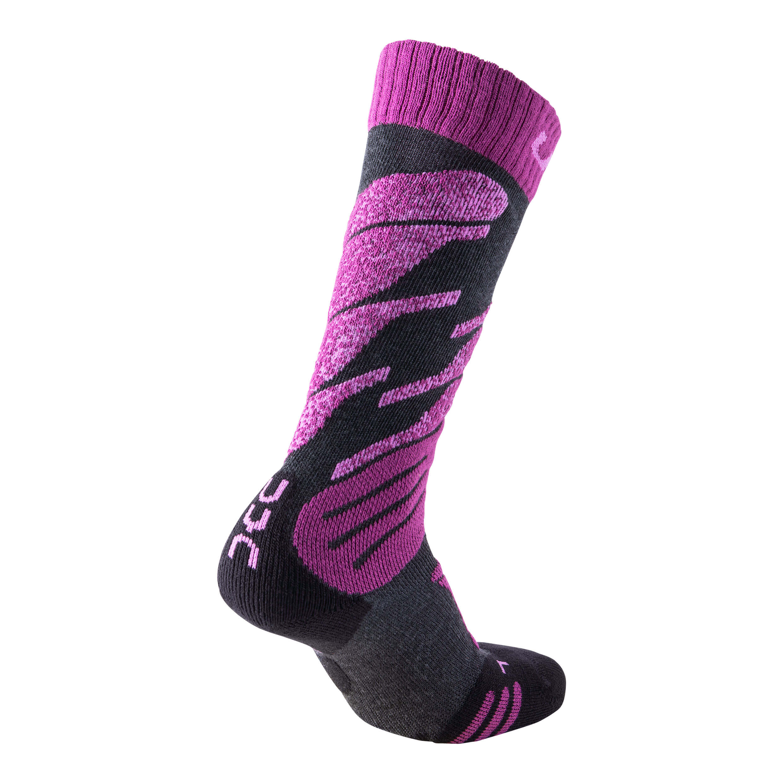 Skarpety UYN SKI Junior Anthracite Melange / Violet - obrazek 2