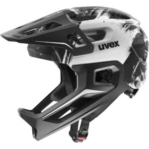 Kask rowerowy dziecięcy UVEX React jr. fullface black-white matt