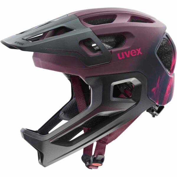 Kask rowerowy dziecięcy UVEX React jr. fullface cranberry matt