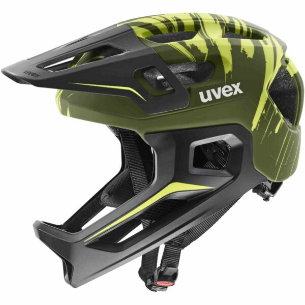 Kask rowerowy dziecięcy UVEX React jr. fullface dark olive matt