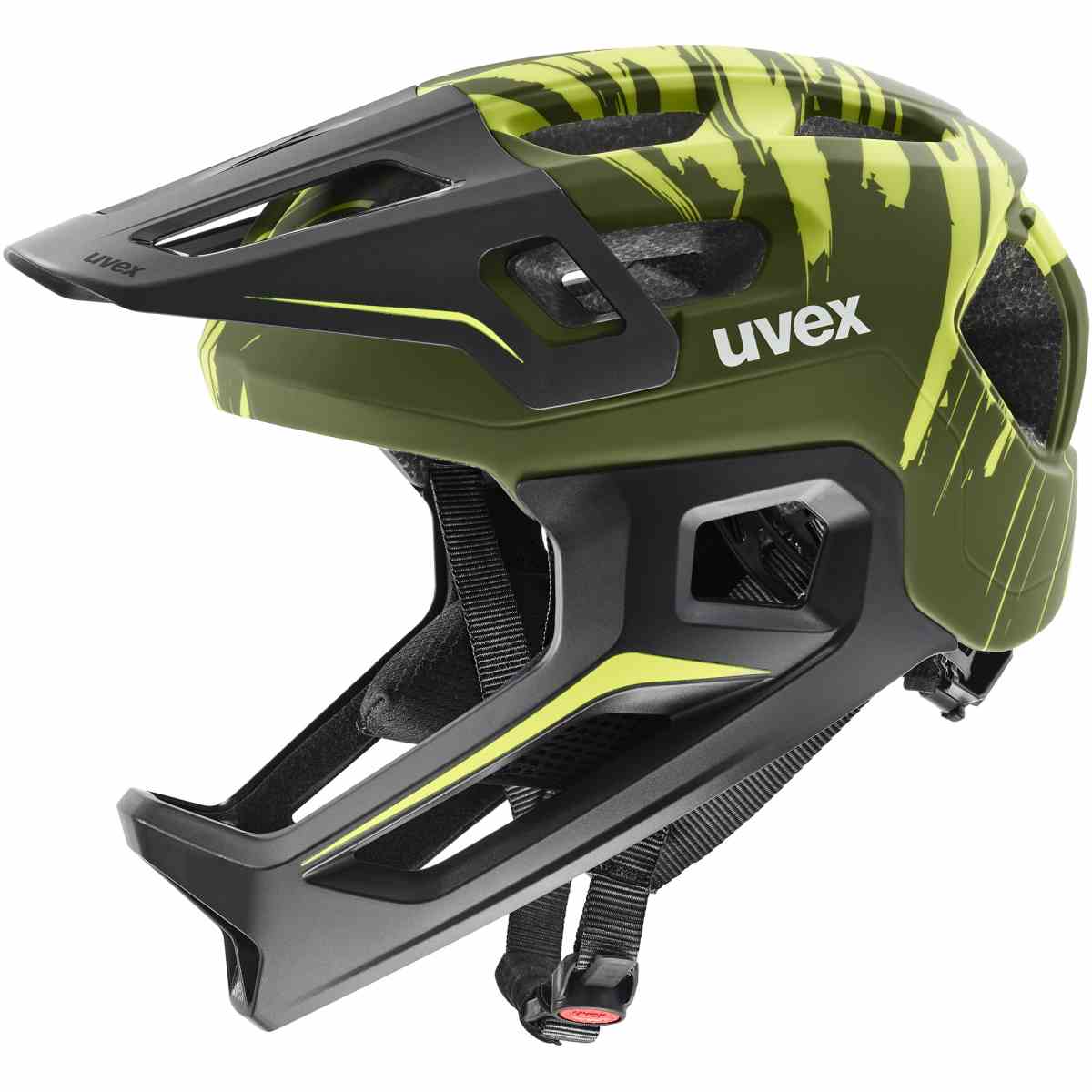 Kask rowerowy dziecięcy UVEX React jr. fullface dark olive matt