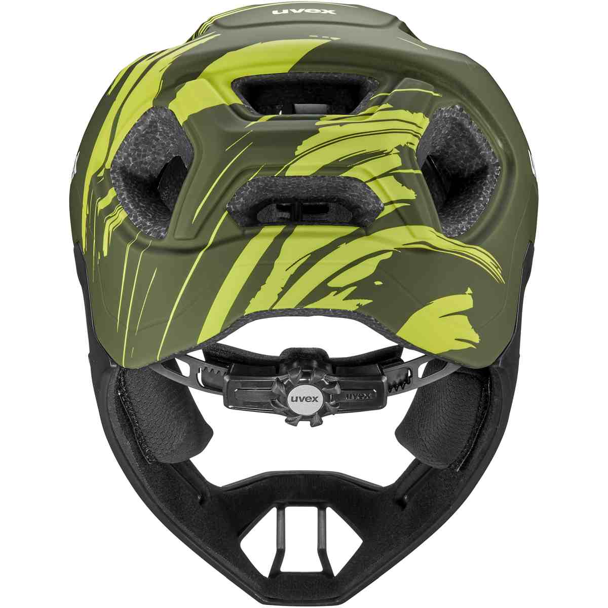 Kask rowerowy dziecięcy UVEX React jr. fullface dark olive matt