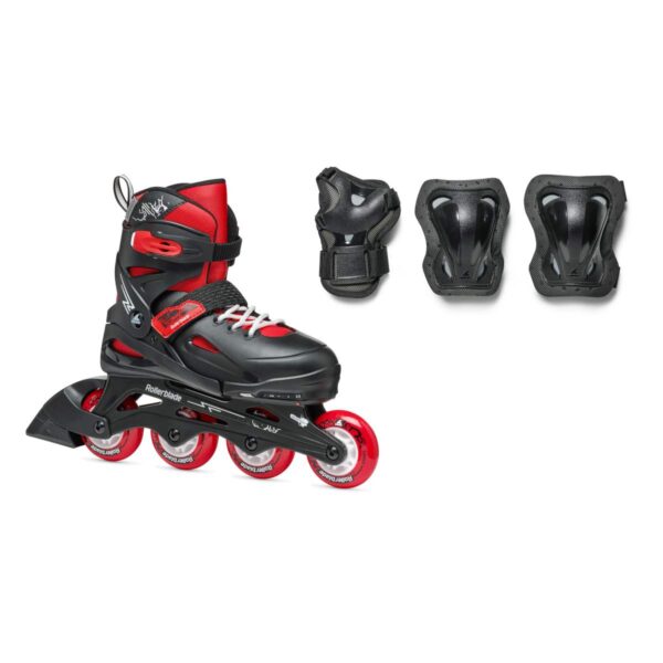 Rolki Rollerblade Fury COMBO Black/Red - regulowane + ochraniacze